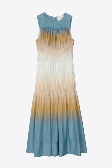 Ombré Voile Gathered Maxi Dress