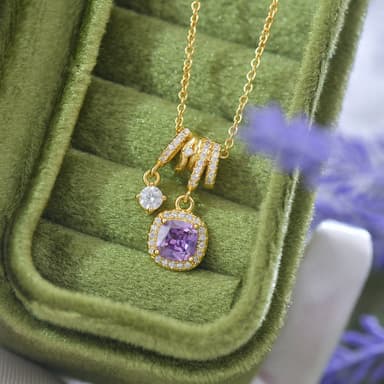 Pavé Halo Regal Amethyst Necklace