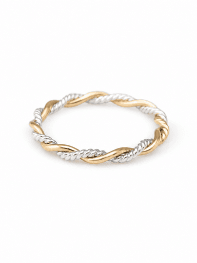 Kira Two-Tone Braided Twist Ring
