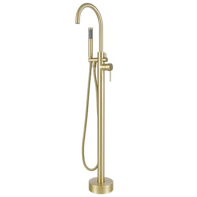 Free Standing Tub Faucet, High Flow Freestanding Bathtub Faucet with Handheld Shower & Gooseneck Spout, Brass Body