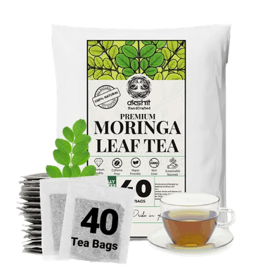 Premium Moringa Tea Bags, 40 Tea Bags, 100% Pure Moringa Leaf Herbal Tea, Caffeine Free, Non-GMO, Vegan, No Sugar, No Artificial Ingredients by Akshit