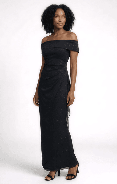 Nadine Glitter Mesh Off the Shoulder Dress