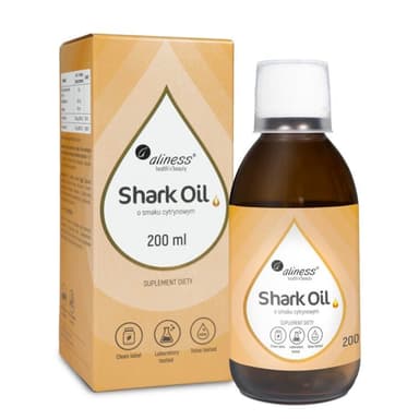 Aliness, Shark Oil (shark liver oil) + Vitamin A, Vitamin D3, 200 ml lemon flavour