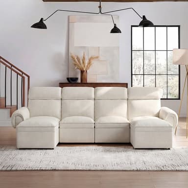CloudCubo 6-Piece U-Shape Zero Wall Hugger Sectional Sofa