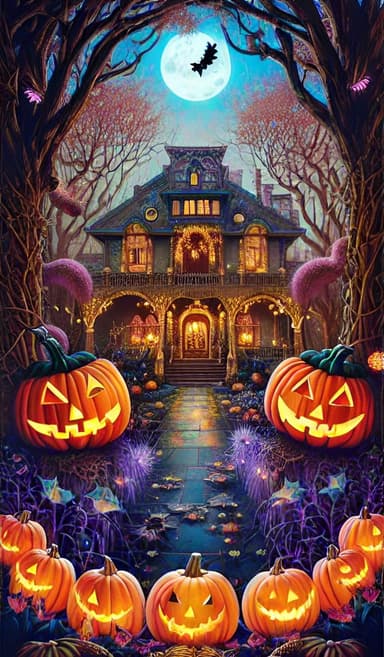 Halloween House with Scary Pumpkins