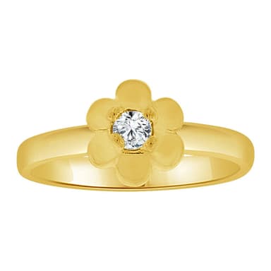 Small Flower Ring Cubic Zirconia Yellow Gold 14k Size 2