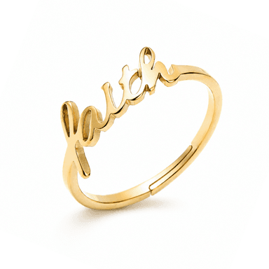 'Faith' Cursive Stainless Steel Adjustable Ring