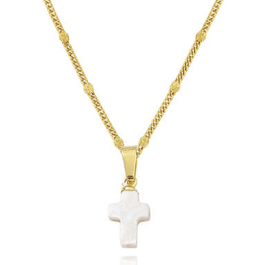 Simple Grace Pearl Cross Necklace