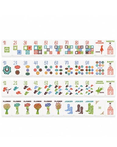 Round Top Stamped Mahjong Tile Set