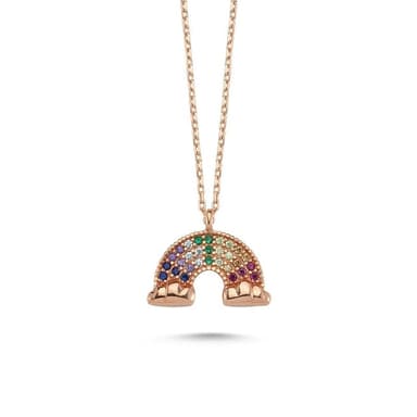 Colorful Rainbow Necklace in rose