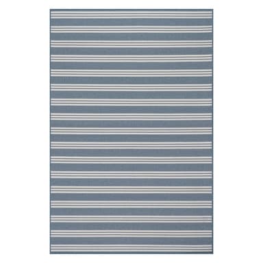 Meredith Wide Striped Indoor/Outdoor Custom Rug | Blue