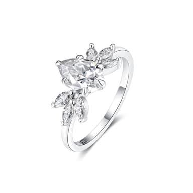 Pear Shaped Moissanite Solitaire Engagement Promise Rings 1.5CT