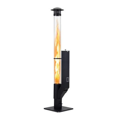 56 Inch Patio Pellet Heater Outdoor Smokeless Wood Pellet Burning Flame with Rain Cap and Viewing Window