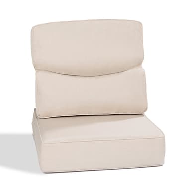 Smile Outdoor Chair Cushion Set, Sunbrella Fabric Deep Seating Cushions, Canvas Flax