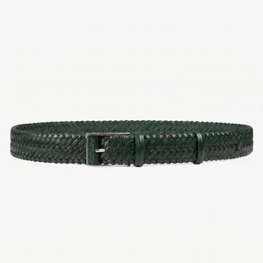 Men’s Green Braided Leather Belt