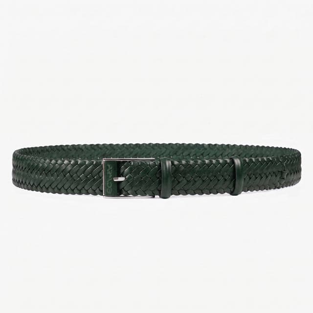 Men’s Green Braided Leather Belt