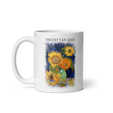 Van Gogh Five Sunflowers 1888, artwork mug