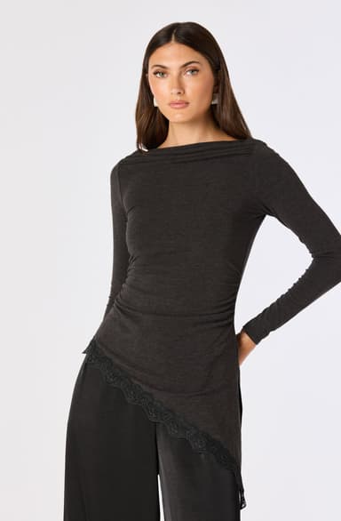 Fiona Asymmetric Lace Hem Top