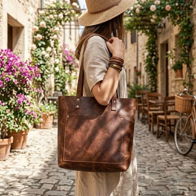 Dark Brown Leather Tote Bag – Handmade Daily Carry