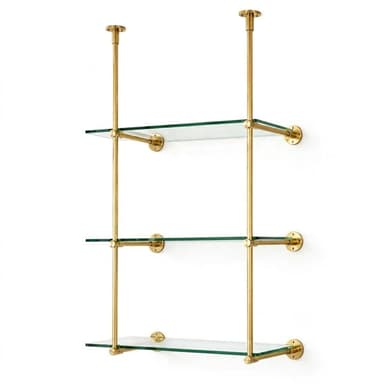 Open Brass Shelving, Ceiling and Wall Mounted Kitchen Shelving 40"H x 30"W × 10"D