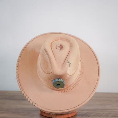 Handcrafted Blush Peach Suede Hat – Earthy Elegance Meets Artisanal Craft