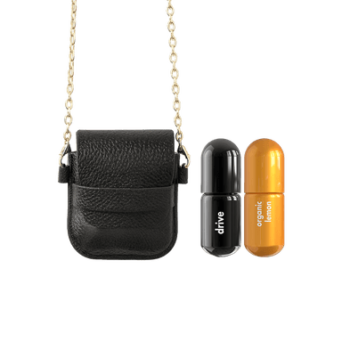 Limited-Edition Black Crossbody Bag with Moodzee Drive + Lemon