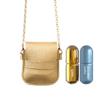 Limited-Edition Gold Crossbody Bag with Moodzee Reach + Peppermint