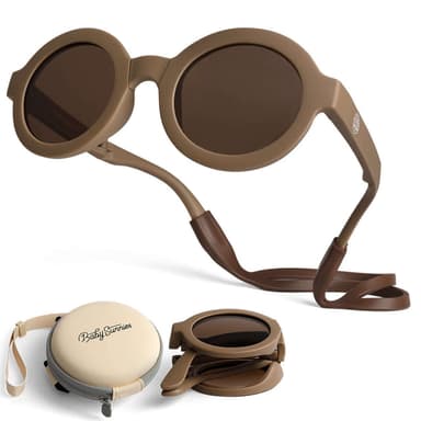 Flexible Polarized Round Foldable Kids Sunglasses 3-8 Years - Brown