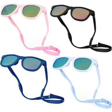 Polarized Baby Sunglasses with Strap 0-24 Months – Sky Blue / Navy Blue / Black / Barbie Pink