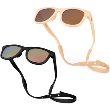 Polarized Baby Sunglasses with Strap 0-24 Months – Peach and Black