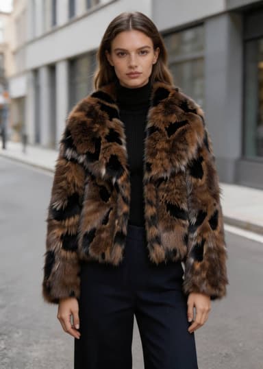Leopard Spot Cropped Faux Fur Jacket