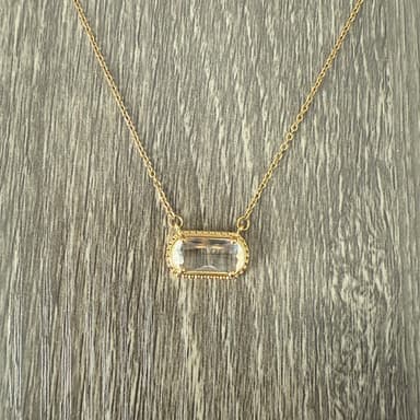 Gemstone Gold - Elegant Trendy Necklace 18K Plated Gold 17" - 18" Clear