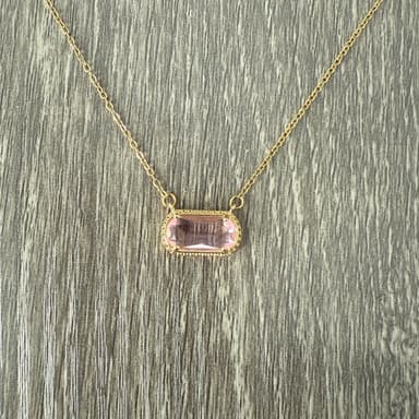 Gemstone Gold - Elegant Trendy Necklace 18K Plated Gold 17" - 18" Pink