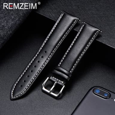 OnePlus Leather Watch Band, Soft Calfskin Strap with Silver Buckle