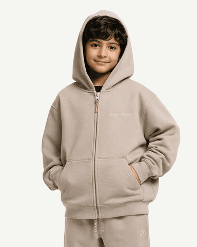 Embroidered Classic Full Zip Kids  Hoodie