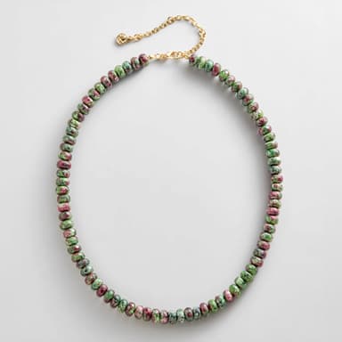 Mini Joyce Semi-Precious Beaded Necklace - Ruby Zoisite