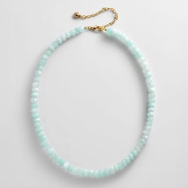 Mini Joyce Semi-Precious Beaded Necklace - Blue Chalcedony