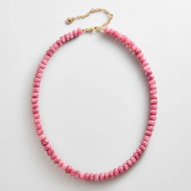 Mini Joyce Semi-Precious Beaded Necklace - Ruby Chalcedony