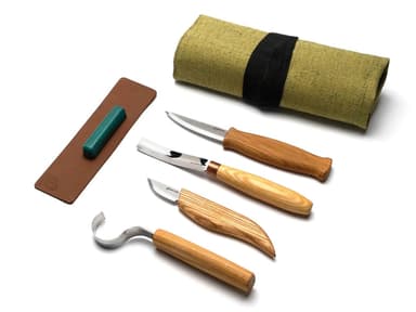 Left-Handed Spoon & Kuksa Carving Tool Set, 4 pcs