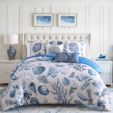Bebejan Shells and Seaplants 5 Piece Reversible Comforter Set