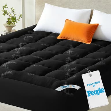 BEDLORE Mattress Topper Viscose Derived from Bamboo, Thick Pillow Top Mattress Pad with Stretchable Pockets for 6"-18" Mattress, Soft Breathable Mattress Topper