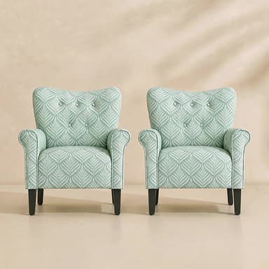 Allston High Back Upholstered Accent Armchair (Set of 2)