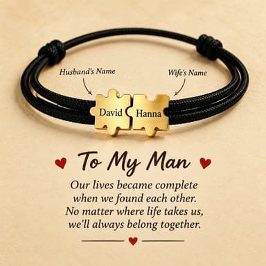 To My Man- Couple Puzzle Custom Name Bracelet