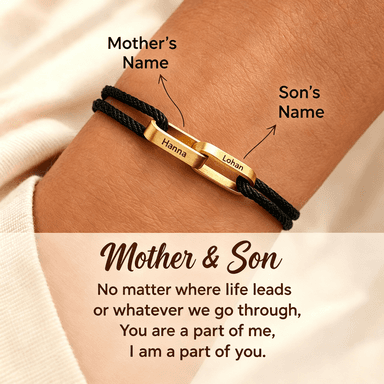 Mother And Son Connected By Heart Custom Name Bond Bracelet