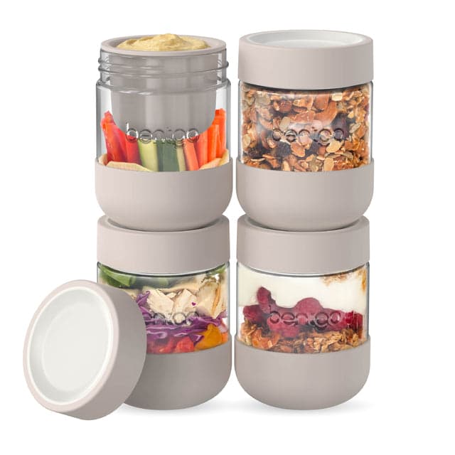 Bentgo Leak-Proof Glass Food Jars, Boots, & Inner Cup (16 fl oz Jars)