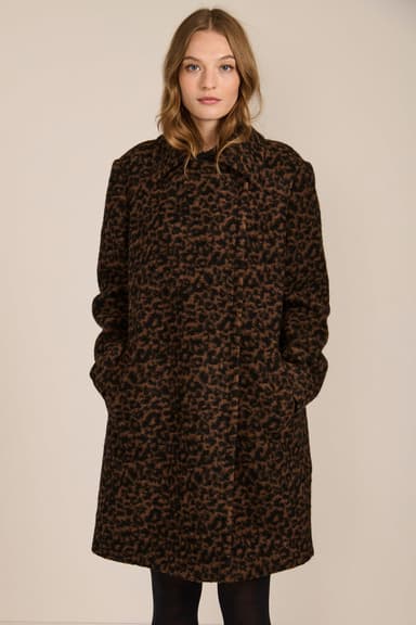 Sabine Animal Print Wool Coat