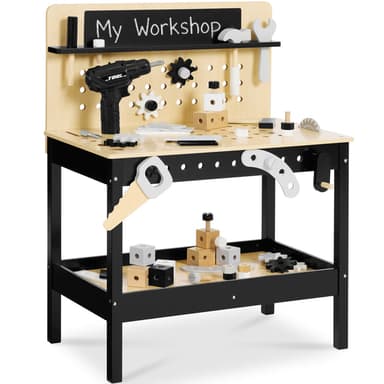 Wooden Kids Workbench w/ Battery-Powered Drill, Tool Set & Storage, Ages 3-5