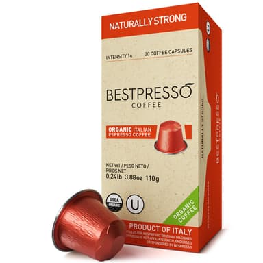 Organic USDA Bestpresso Coffee For Nespresso Original - Naturally Strong 120 Pods