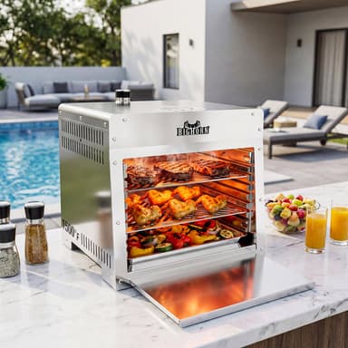 1500℉ Portable Infrared Steak Grill with Pizza Stone, Stainless Steel- 16 Inch