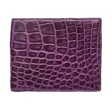 Genuine Purple Crocodile Belly Leather Bifold Wallet